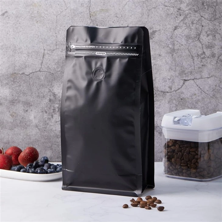 air tight coffee bean bag with one way valve packaging machine